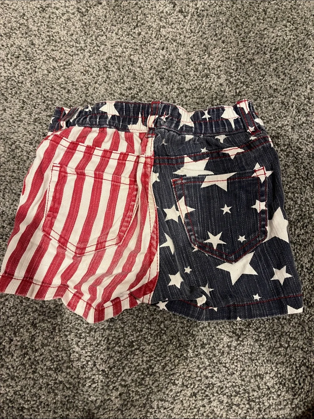 The Children's Place Girls' Star & Stripe Jean Shorts - Red & Blue
